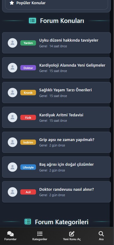 ANX CURE Mobil Uygulama - Forum ve Sağlık Toplulugu Ekranı